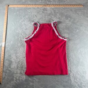 Tommy Hilfiger Red Ruffle Trim Tank Top Sleeveless Seersucker Accent XL